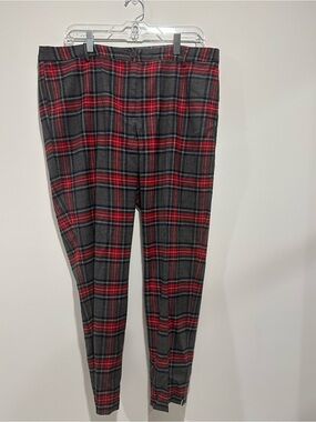 Talbots Gray and Red Plaid Ankle Pants